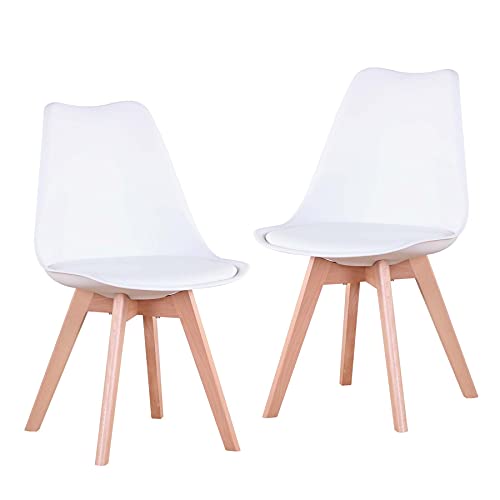 EGOONM 2er Set stühle Esszimmerstühle mit Massivholz Buche Bein, Retro Design Gepolsterter Stuhl Küchenstuhl Holz