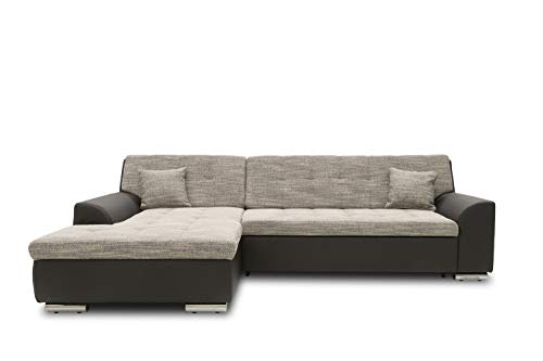 DOMO. collection Treviso Ecksofa, Sofa mit Schlaffunktion in L-Form, Polsterecke, grau/schwarz, 267x178x83 cm