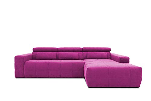 DOMO collection Brandon Ecksofa, Sofa mit Rückenfunktion in L-Form, Polsterecke, Eckgarnitur, lila, 288 x 228 x 80 cm