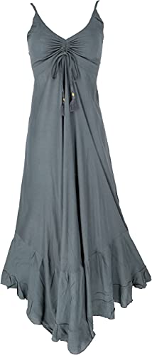 GURU SHOP Maxikleid, Sommerkleid, Damen, Taubengrau, Synthetisch, Size:38, Lange & Midi-Kleider Alternative Bekleidung