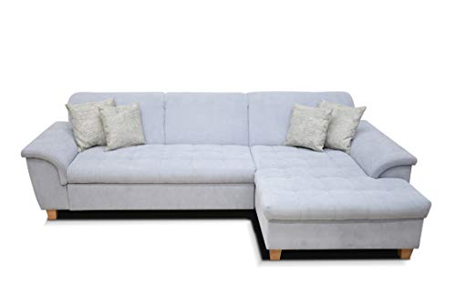 DOMO Ecksofa Franzi / Couch in L-Form Sofa Polsterecke / 279 x 162 x 81 cm / Eckcouch in pastelblau (blau)