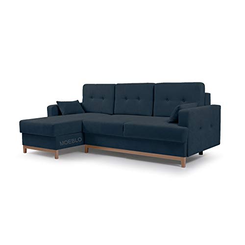 MOEBLO Ecksofa mit Schlaffunktion Eckcouch mit 2 X Bettkasten Sofa Couch L-Form Polsterecke Sophie (Anthrazit, Ecksofa Links)