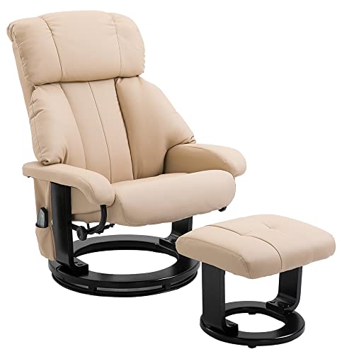HOMCOM Massagesessel Fernsehsessel Sessel mit Hocker Massage mit Timer-Funktion Beige 76 x 80 x 102 cm