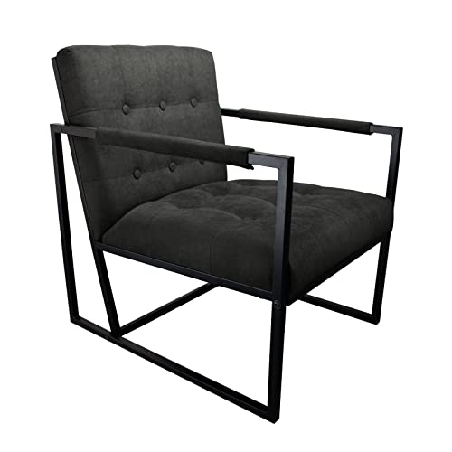 SVITA Jones Cocktail-Sessel Loungesessel gepolstert mit Stahl-Rahmen Stoff Dunkel-Grau