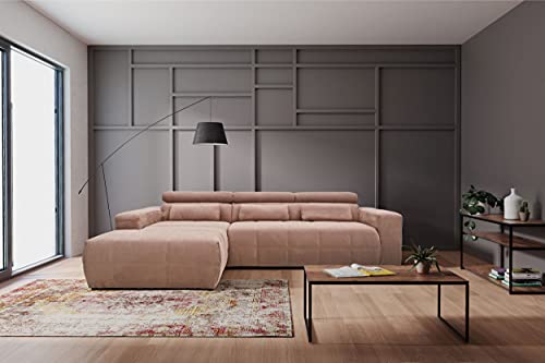 DOMO collection Brandon Ecksofa, Sofa mit Rückenfunktion in L-Form, Polsterecke, Eckgarnitur, rosa, 288 x 228 x 80 cm