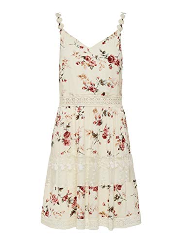 ONLY Damen ONLKARMEN Anne S/L Short Dress WVN NOOS Kleid, AOP:Rose Flower Creme Brûlée, 38