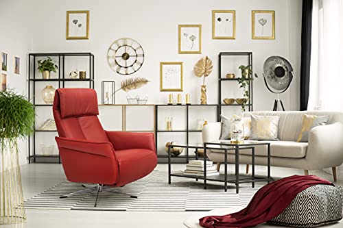 Scandico TV-Sessel Sessel Finn / Drehbarer Relax-Sessel mit stufenloser Rückenverstellung und ausklappbarem Fußteil / Herz-Waage-Position / 72 x 103 x 86 / Leder Rot