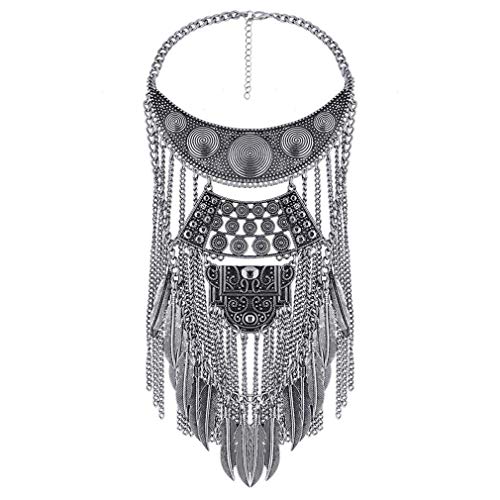 YAZILIND Frauen Halsketten Anhänger Kristall Maxi Choker Statement Silber Boho Schmuck