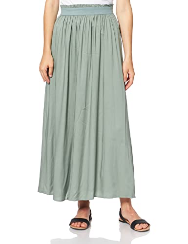 ONLY Damen Maxi Falten Rock | Einfarbiger Plissee Skirt mit Gummizug | Wadenlanges Basic ONLVENEDIG, Farben:Grün, Größe:M