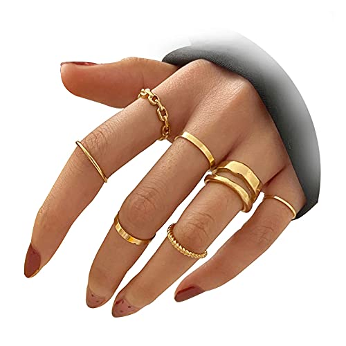 Gold Knuckle Rings Set für Frauen Mädchen Schlangenkette Stapelring Vintage Boho Midi Ringe Größe gemischt (Gold)