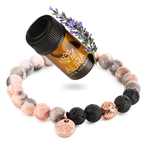 Lavastein-Perlenarmband mit ätherischem Öl - Yoga-Perlen-Armband mit Diffusor für ätherische Öle, ideal gegen Angst, Stress, hilft beim Entspannen - Tolles Geschenk für Frauen