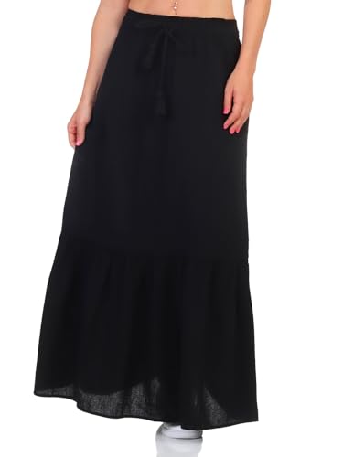 VERO MODA Damen Maxi Rock VMPretty Langer Sommerrock Boho 10311167 Black M