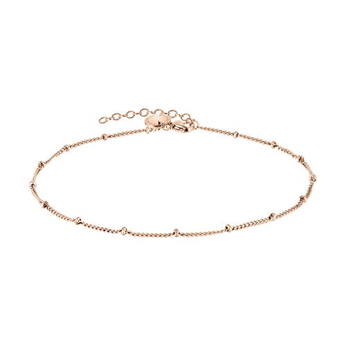 Liebeskind Berlin filigranes Anklet mit Logoanhänger aus Edelstahl IP Roségold LJ-0590-A-27