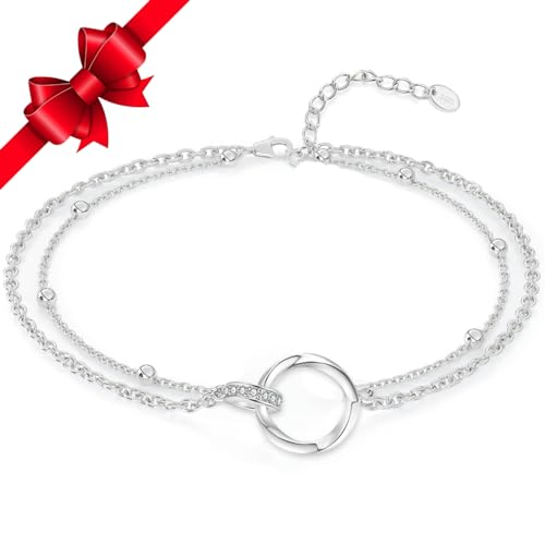 Jbniuay Fußkettchen für Damen 925 Sterling Silber - Infinity Fußkette - Damen Fußkettchen - fussketten für frauen silber 925 Verstellbare 23+5cm - Geschenke für Frauen/damen/mama/mutter/Tochter