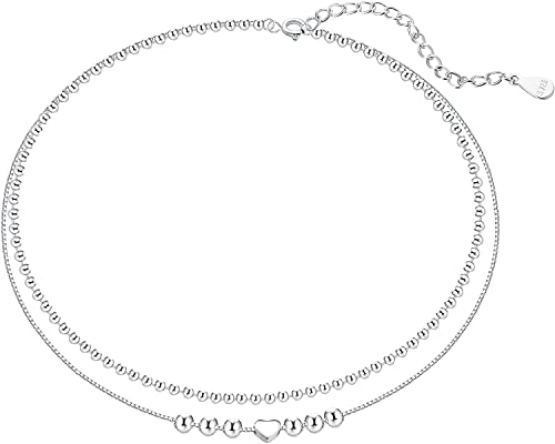 ORAZIO 925 Sterling Silber Fußkettchen Mehrschichtige Fußkettchen Für Frauen Herz Runde Kugel Fußkettchen Verstellbare Kette Sommer Strand Fußschmuck Stil8