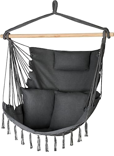 Outtec Hängesessel Outdoor 100x130x75cm, bis 140 kg, Hängeschaukel Outdoor mit Kissen, Boho Hängesessel ohne Gestell Für Garten und Zimmer, Hängestuhl Outdoor, Hängesitz Schaukel für Erwachsene