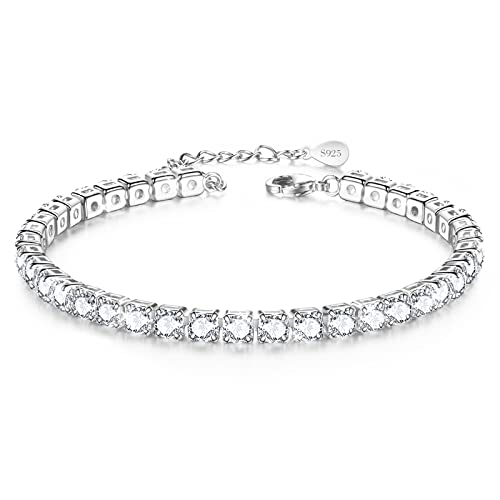 Fußkettchen,Tennis Fussketten für Frauen,Damen fußkette,Silber Fußkette Damen,Fussketten für Frauen Silber 925 Stabil,Fußkette Damen Silber 925,Armband Damen,Armbänder Geschenk für Frauen,8.5in+2in