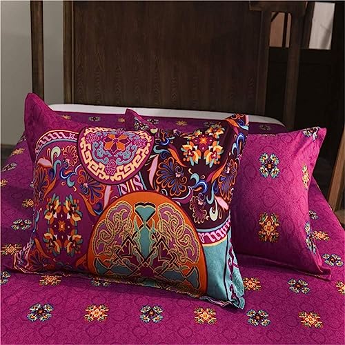 Freyamy Bohemian Kissenbezug 80 x 80 cm 2er Set Boho Style Rosa Pink Türkis Bunt 100% Mikrofaser Kissenbezüge Kopfkissenbezug 80x80 cm mit Reißverschluss 2 Stück