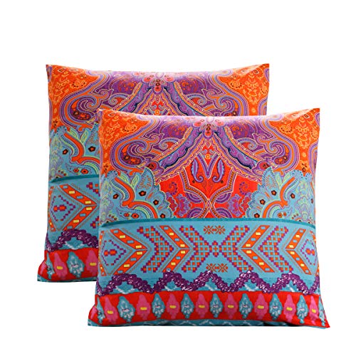 Lanqinglv 2 Set Bohemian Indisch Kissenbezug 80x80 cm-100g Mikrofaser Hochwertiges Kopfkissen Boho Kissenbezüge