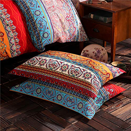 AShanlan Bohemian Kissenbezug 40 x 80 2er Set Bunt Boho Stil Kopfkissenbezug 40 x 80 cm Exotische Vintage Kissen Bezug 40x80cm 120GSM Mikrofaser Kissenhülle Polsterbezug Pillow Cover